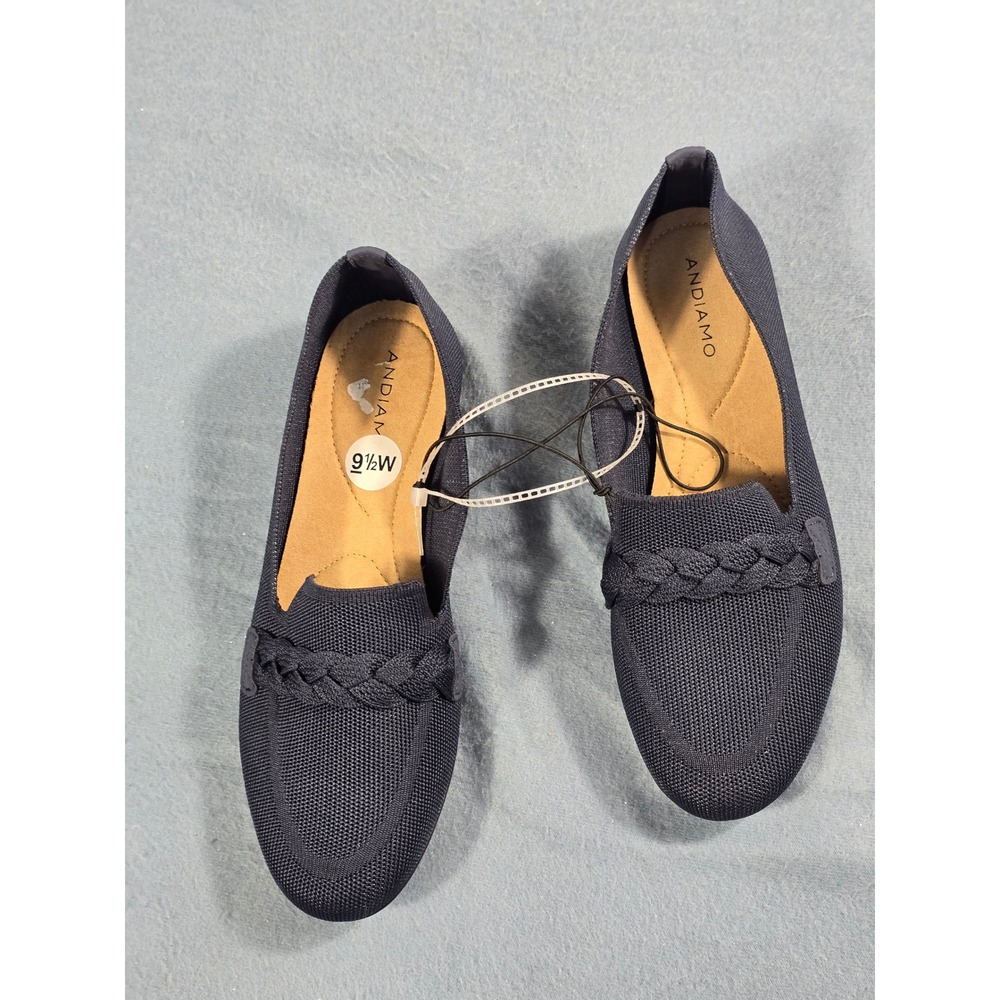 Andiamo Women's Knit Slip-On Loafers with Braided Keeper Detail